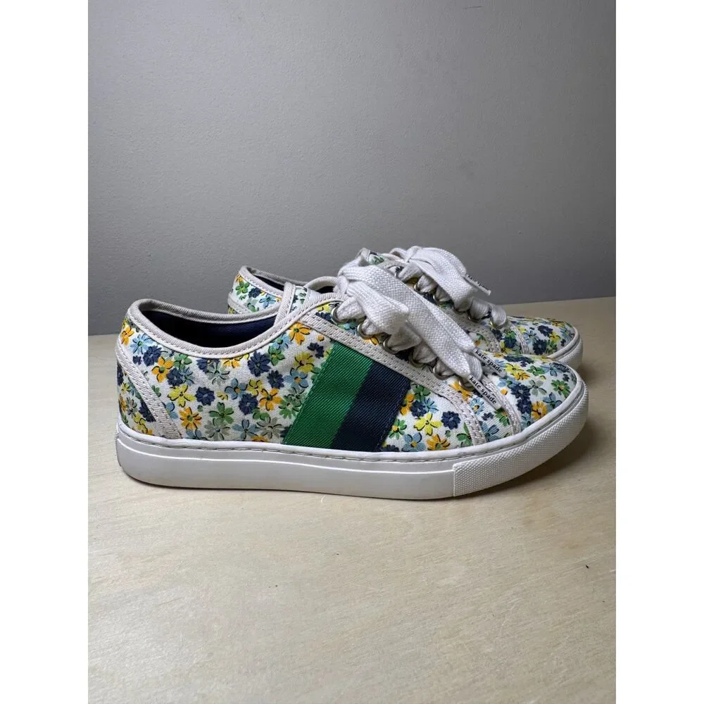 Kate Spade New York Izzy Canvas Floral Lace Up Sneakers Womens 5B Preppy Cottage